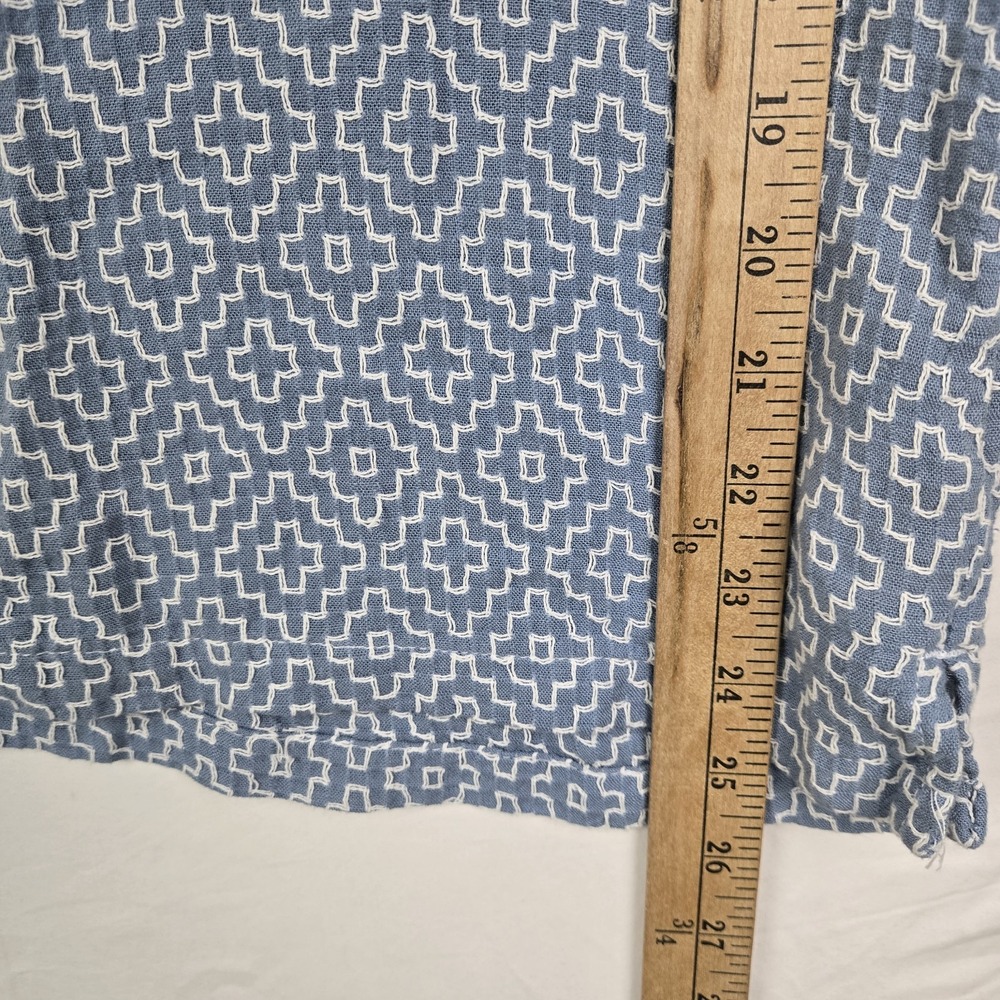 Common People Men's Textured Linen Blend Shirt Blue Geometric Embroid Size M NWT - Picture 8 of 11